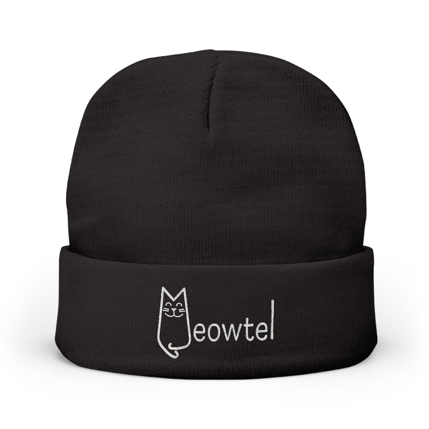 Embroidered Knit Meowtel Beanie