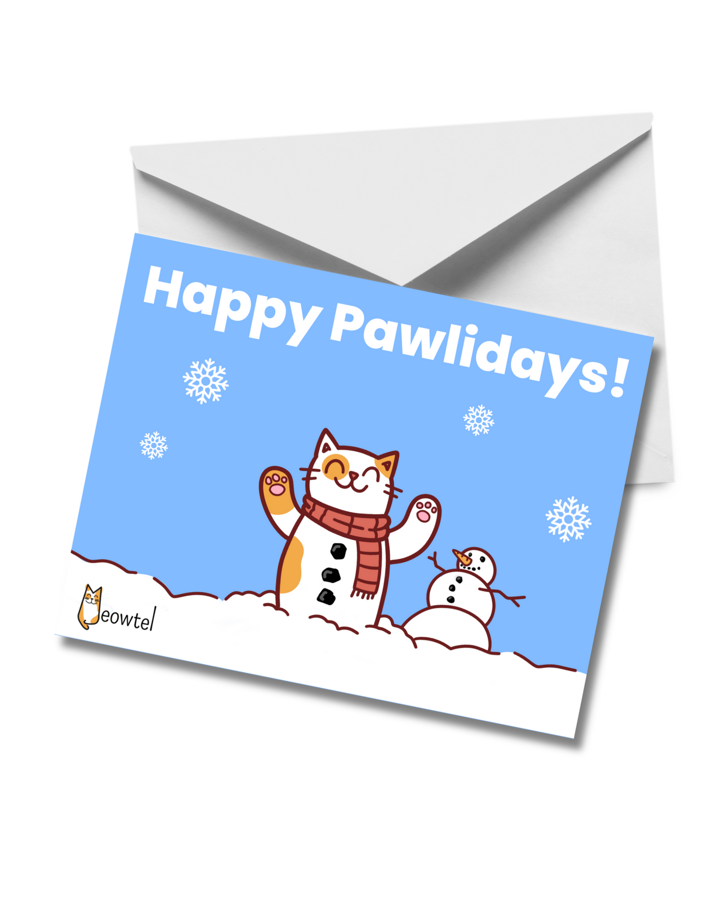 Happy Pawlidays Card - Snow Kitty
