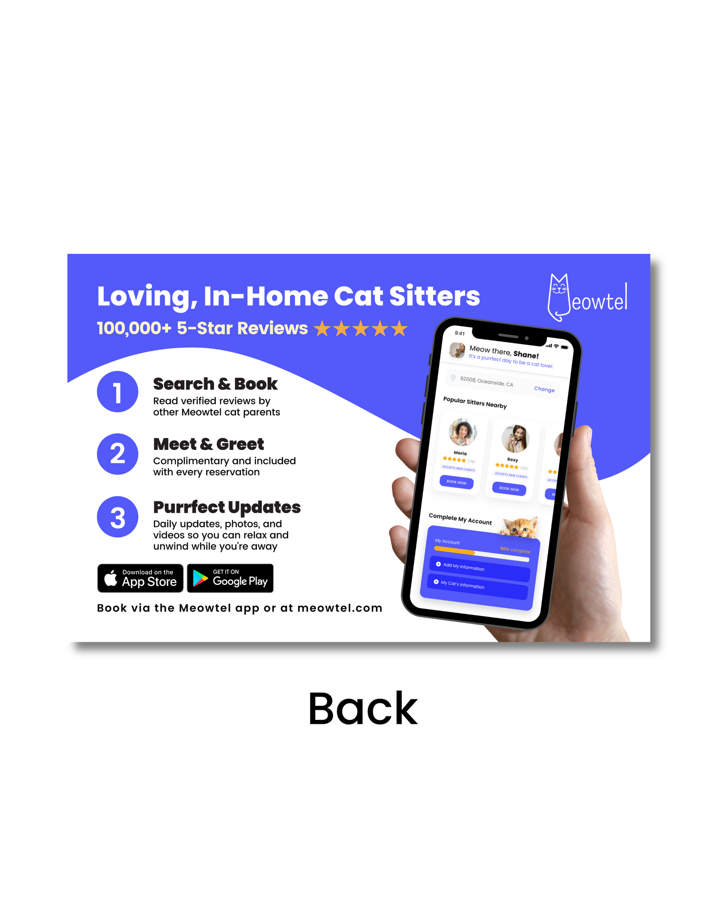 New! - Custom Sitter Postcards (now with your purrsonalized photo!)