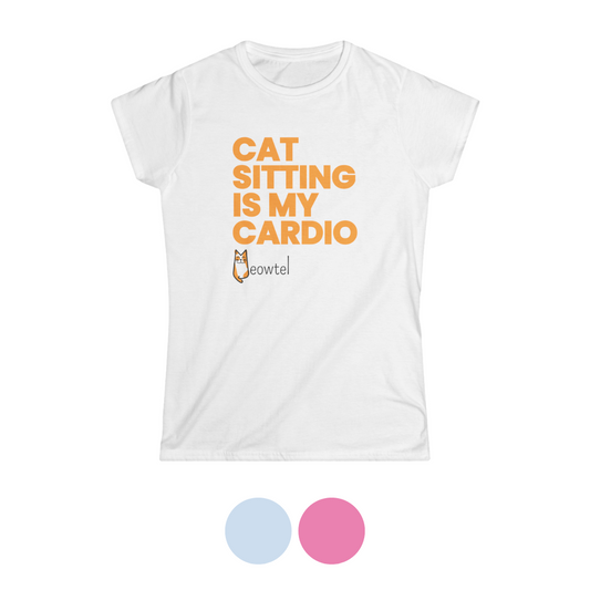 "Cat Sitting Is My Cardio" Slim Fit Short Sleeve Tee