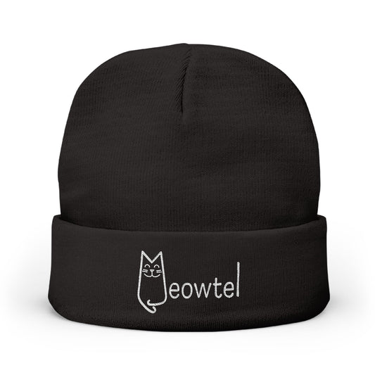 Embroidered Knit Meowtel Beanie