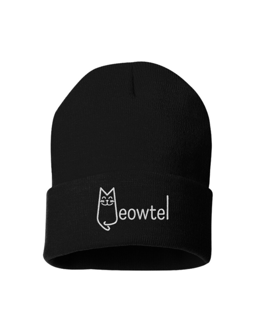 Embroidered Knit Meowtel Beanie